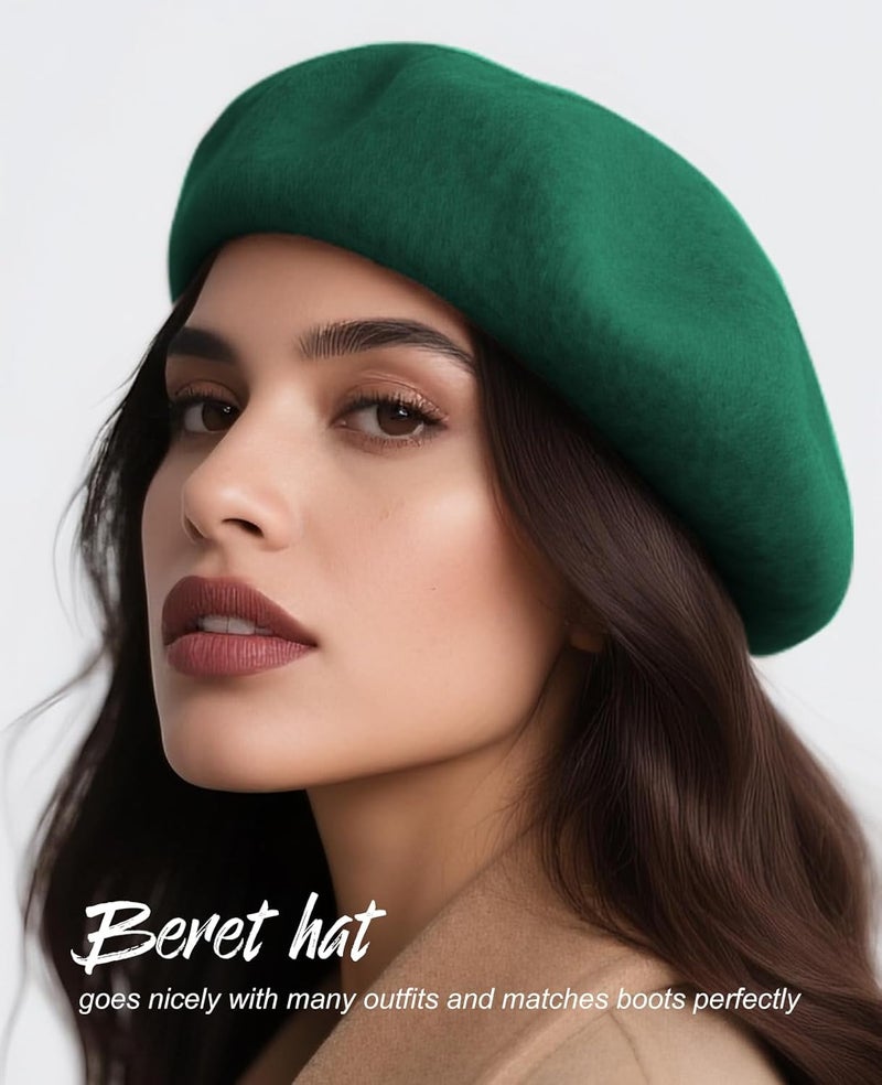 Sumolux Women Beret Hat Wool Vintage French Solid Color Classic Winter Cap - Image 5